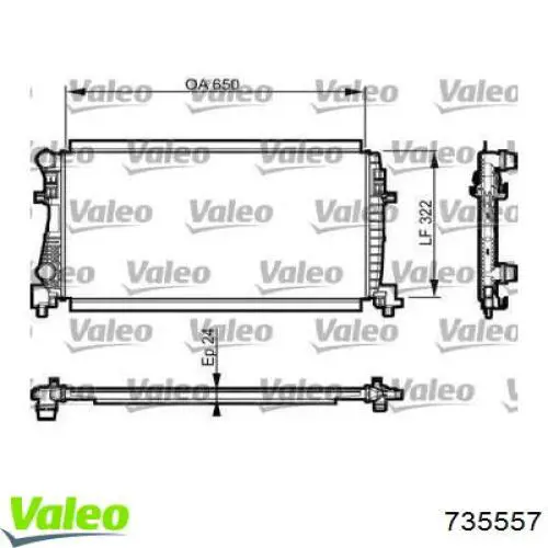 Chłodnica silnika VALEO 735557 cena, od 120,10 USD