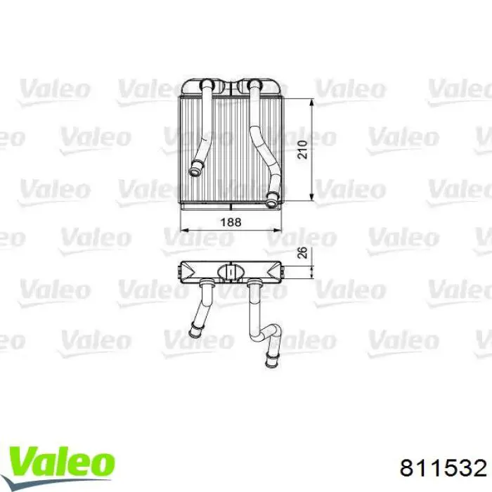 Do koszyka 811532 VALEO Chłodnica nagrzewnicy (ogrzewacza)