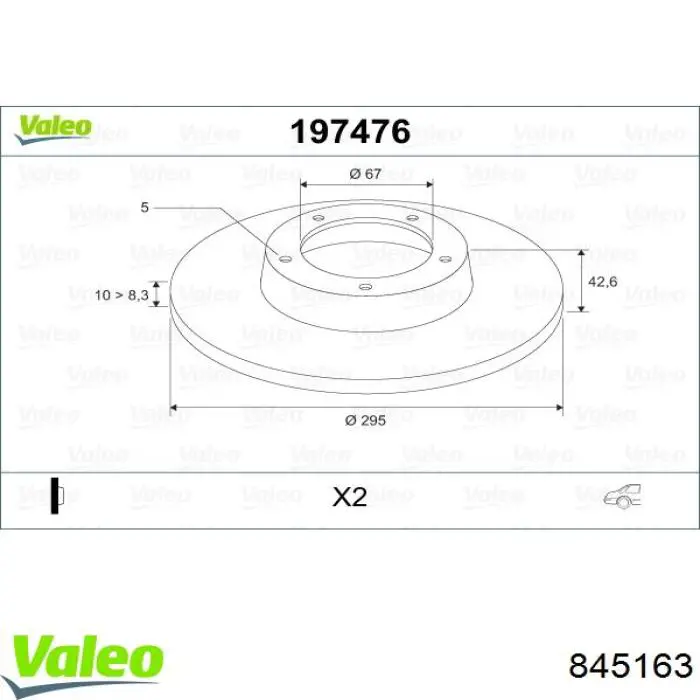845163 VALEO Zestaw sprzęgła (3 części)