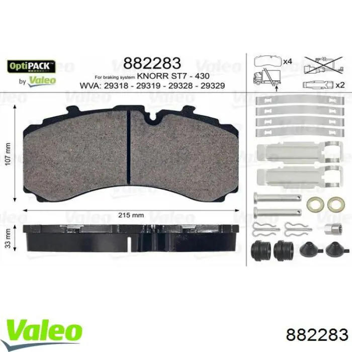 Okładziny (klocki) do hamulców tarczowych tylne VALEO 882283 cena, od 190,43 USD