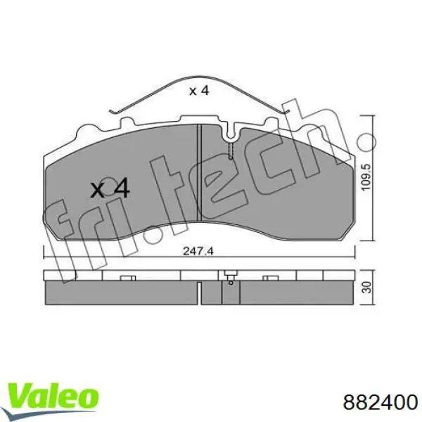 Do koszyka 882400 VALEO Klocki hamulcowe przednie tarczowe