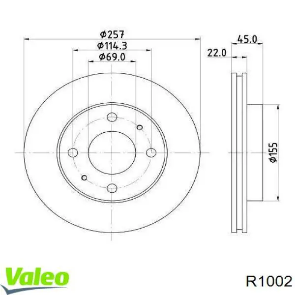 Tarcza hamulcowa przednia VALEO R1002 cena, od 47,71 USD