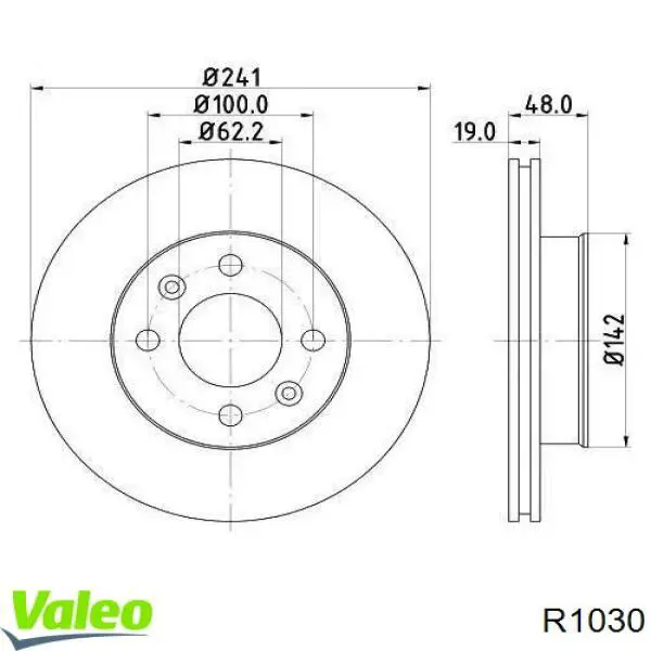 R1030 VALEO tarcza hamulcowa przednia