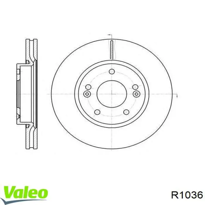 R1036 VALEO tarcza hamulcowa przednia