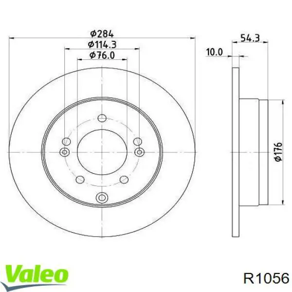 R1056 VALEO tarcza hamulcowa tylna