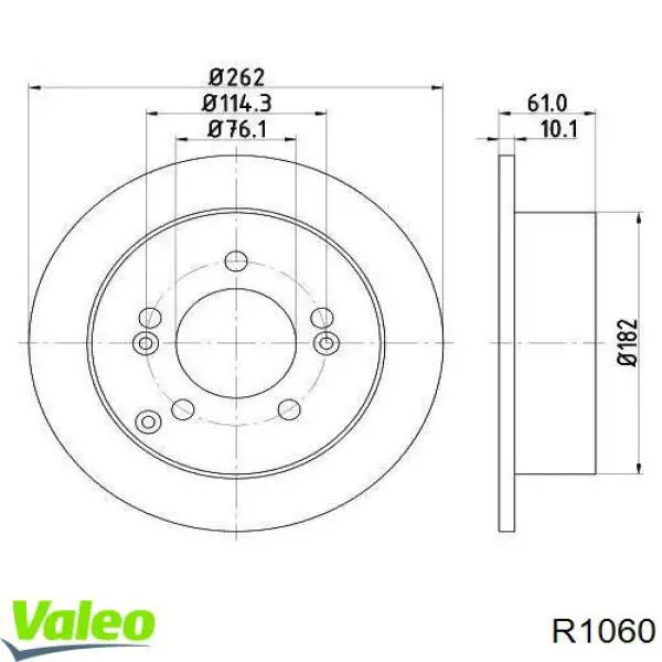 R1060 VALEO tarcza hamulcowa tylna