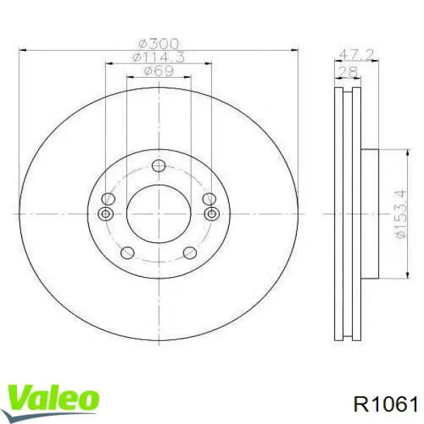 R1061 VALEO Tarcza hamulcowa przednia