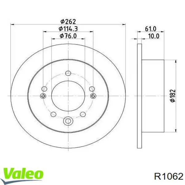R1062 VALEO Tarcza hamulcowa tylna