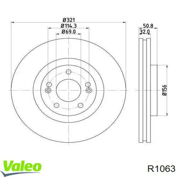 R1063 VALEO tarcza hamulcowa przednia