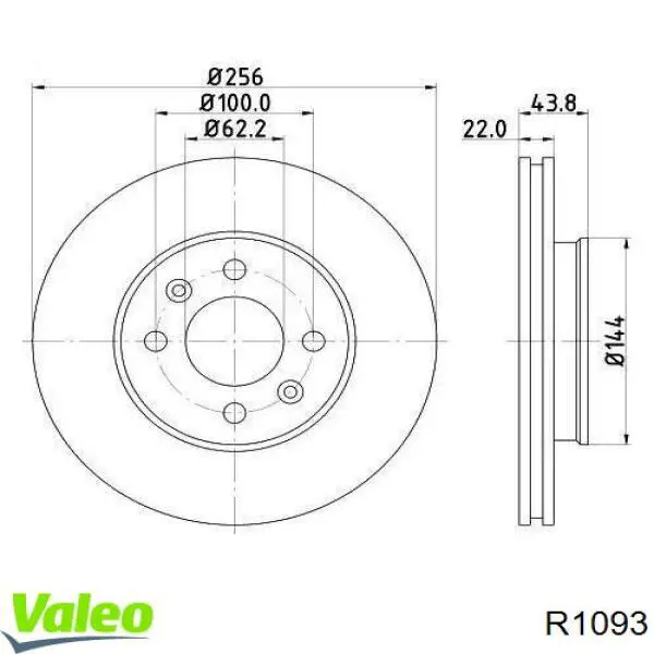 Do koszyka R1093 VALEO Tarcza hamulcowa przednia