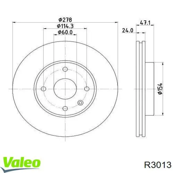R3013 VALEO Tarcza hamulcowa przednia