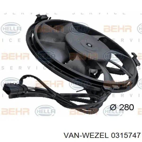 Wentylator elektryczny układu chłodzenia kompletny (silnik+wirnik) VAN Wezel 0315747 cena, od 67,83 USD