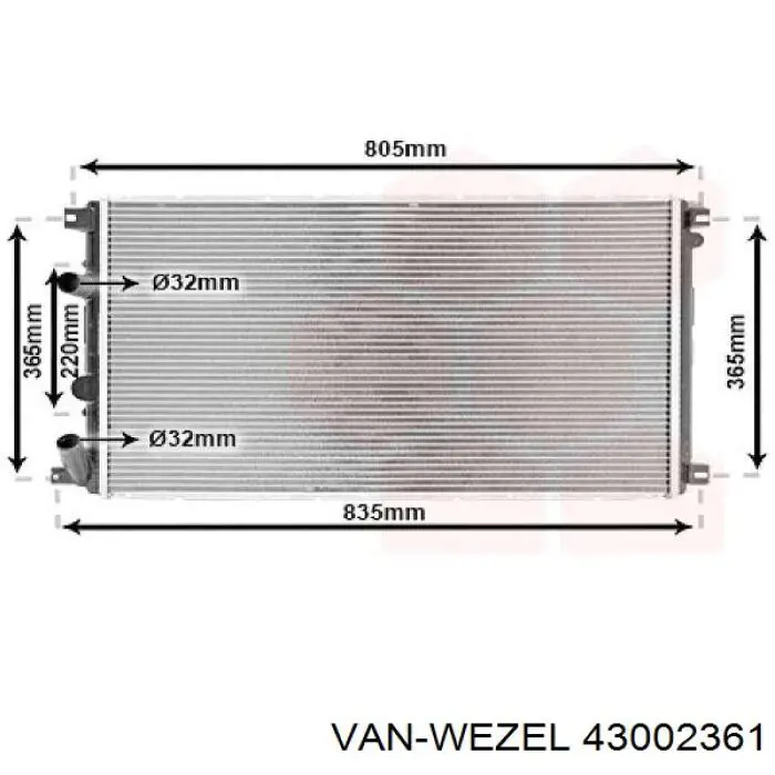 Do koszyka 43002361 VAN Wezel Chłodnica silnika