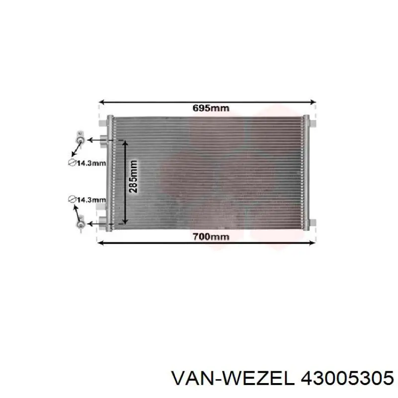 Chłodnica klimatyzacji VAN Wezel 43005305 cena, od 86,59 USD