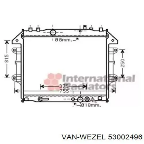 Chłodnica silnika VAN Wezel 53002496 cena, od 179,59 USD
