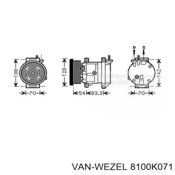 Sprężarka klimatyzacji VAN Wezel 8100K071 cena, od 182,17 USD
