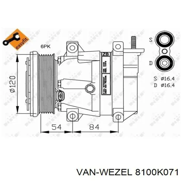 Do koszyka 8100K071 VAN Wezel Sprężarka klimatyzacji