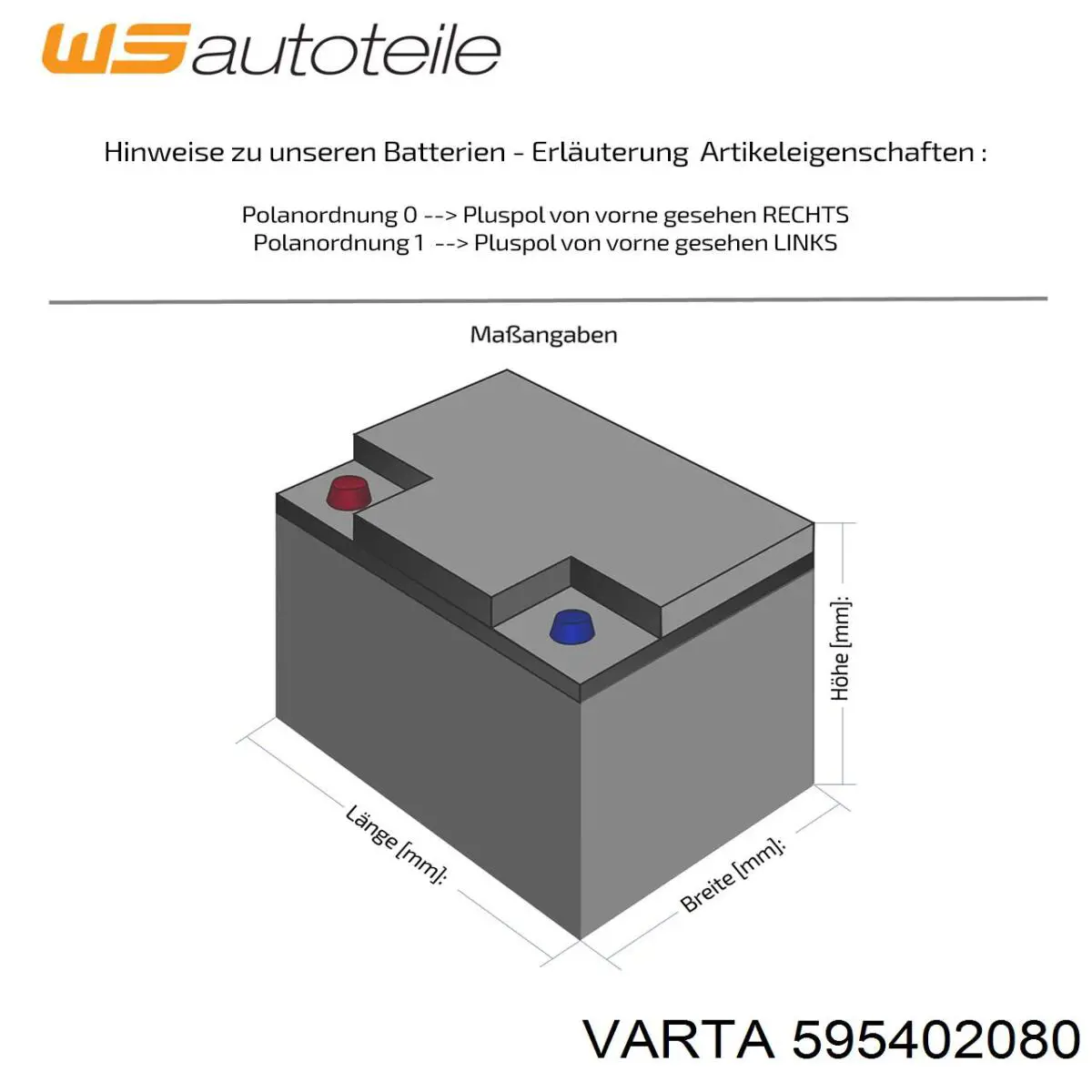 Bateria (akumulator) Varta 595402080 cena, od 154,61 USD
