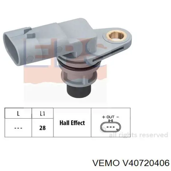 V40-72-0406 Vemo czujnik położenia wałka rozrządu