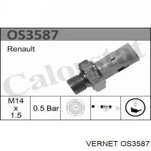 Czujnik ciśnienia oleju Vernet OS3587 cena, od 8,29 USD