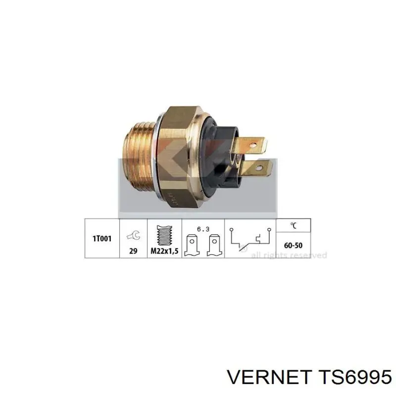 Do koszyka TS6995 Vernet Czujnik temperatury płynu chłodzącego (włączenia wentylatora chłodnicy)