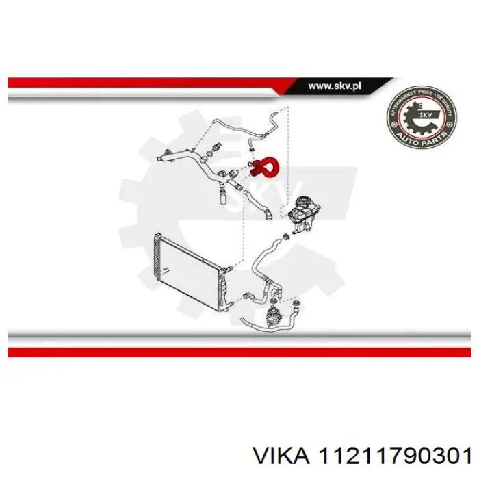 Przewód (króciec) chłodnicy górny Vika 11211790301 cena, od 27,81 USD