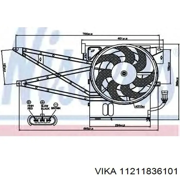 Do koszyka 0530140053 Depo/Loro/Abakus Wentylator elektryczny układu chłodzenia kompletny (silnik+wirnik)