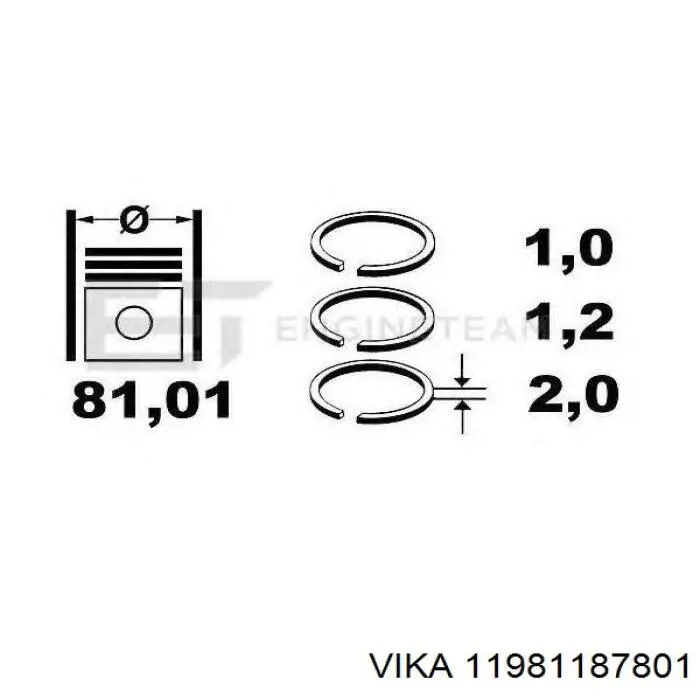 Do koszyka 120050006900 NE/NPR Pierścienie tłokowe na 1 cylinder, STD.