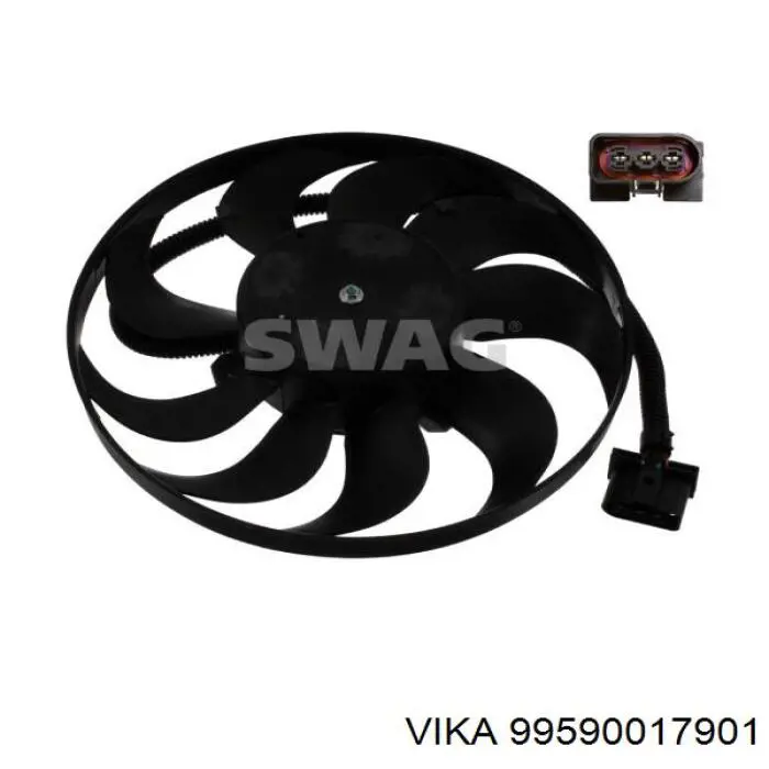 Wentylator elektryczny układu chłodzenia, kompletny (silnik+wirnik) prawy Vika 99590017901 cena, od 43,83 USD