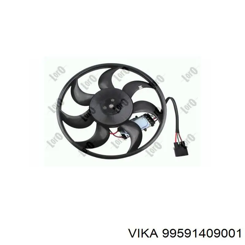 Do koszyka 99591409001 Vika Wentylator elektryczny układu chłodzenia, kompletny (silnik+wirnik) prawy