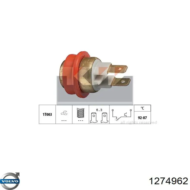 Czujnik temperatury płynu chłodzącego (włączenia wentylatora chłodnicy) Volvo 1274962 cena, od 14,54 USD