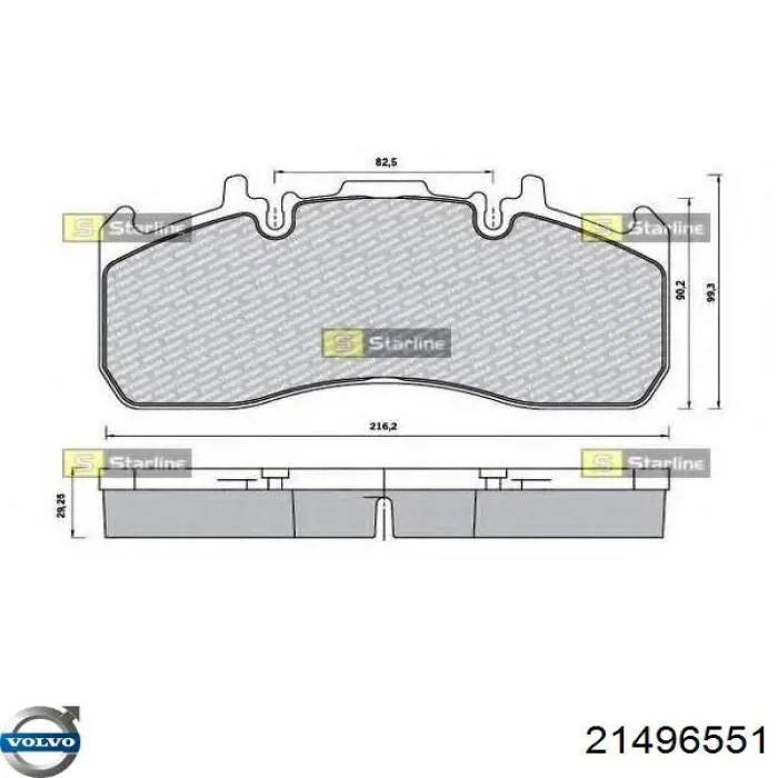 Do koszyka 21496551 Volvo Klocki hamulcowe przednie tarczowe