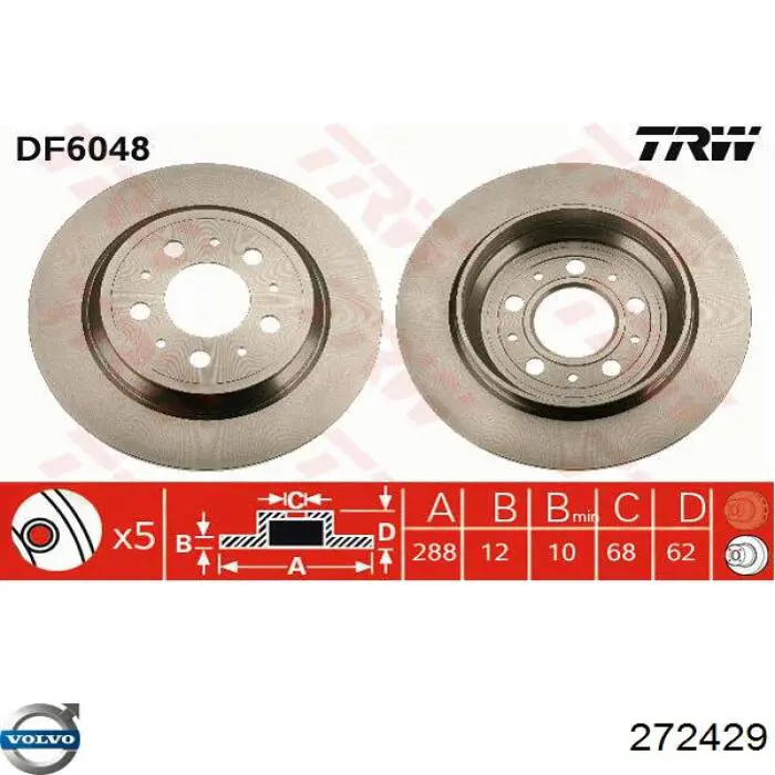 Do koszyka 272429 Volvo Tarcza hamulcowa tylna