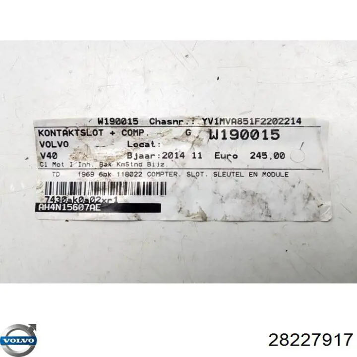 28227917 Volvo Sterownik immobilizera