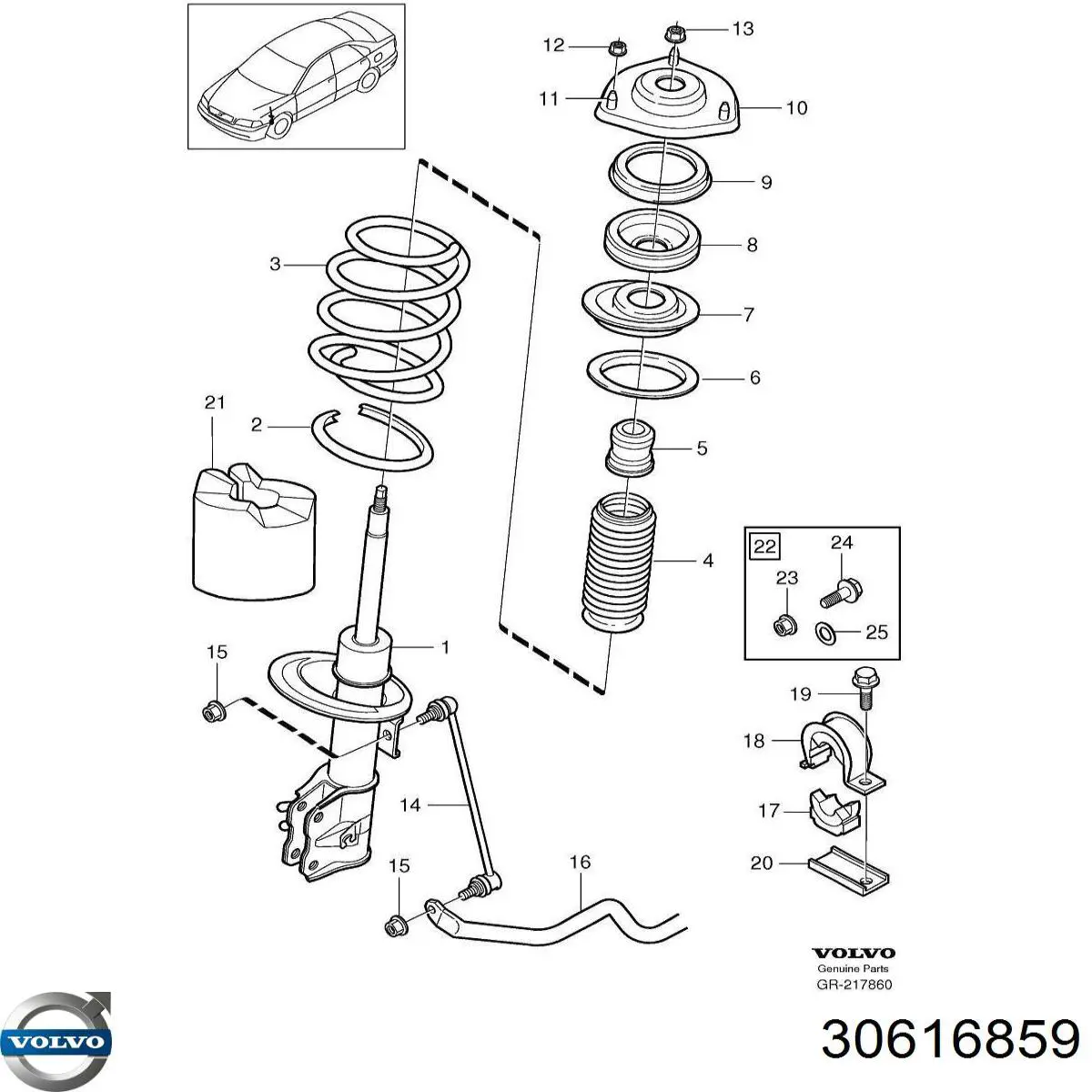 30616859 Volvo Amortyzator przedni prawy