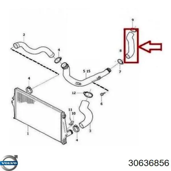 30636856 Volvo Przewód (króciec) intercoolera
