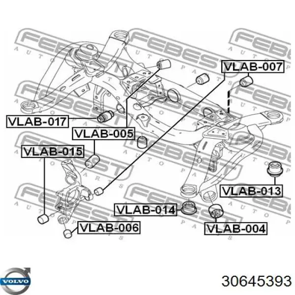 Silentblock tylnej belki Volvo 30645393 cena, od 117,58 USD