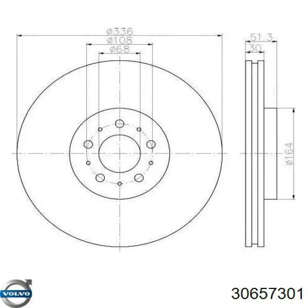 30657301 Volvo tarcza hamulcowa przednia