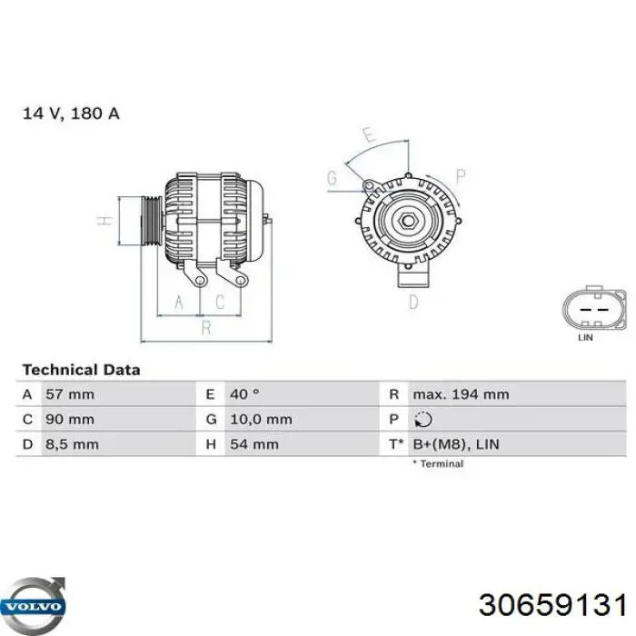 Alternator Volvo 30659131 cena, od 280,63 USD