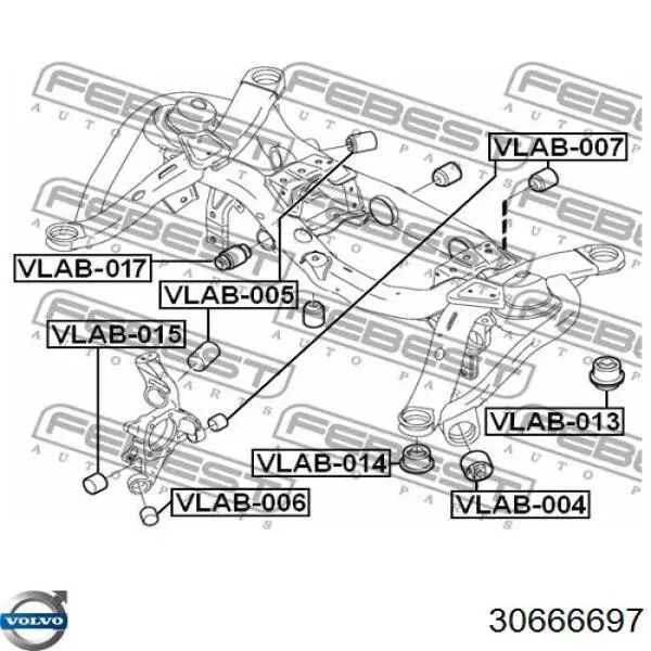 Silentblock tylnej belki Volvo 30666697 cena, od 19,13 USD