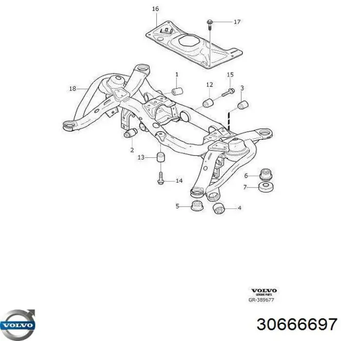 30666697 Volvo Silentblock tylnej belki