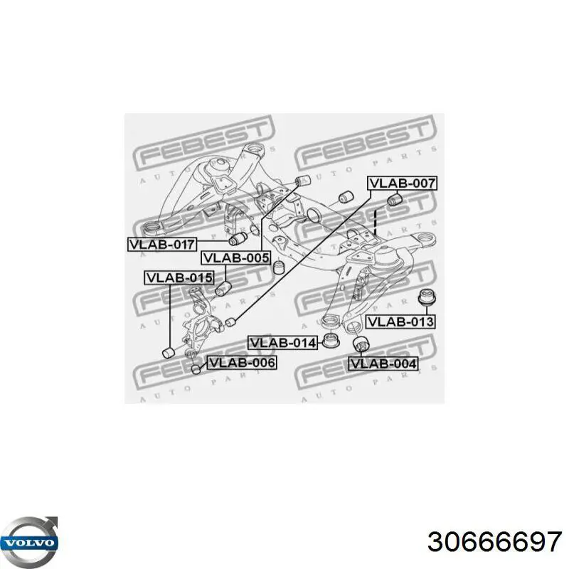 Do koszyka 30666697 Volvo Silentblock tylnej belki