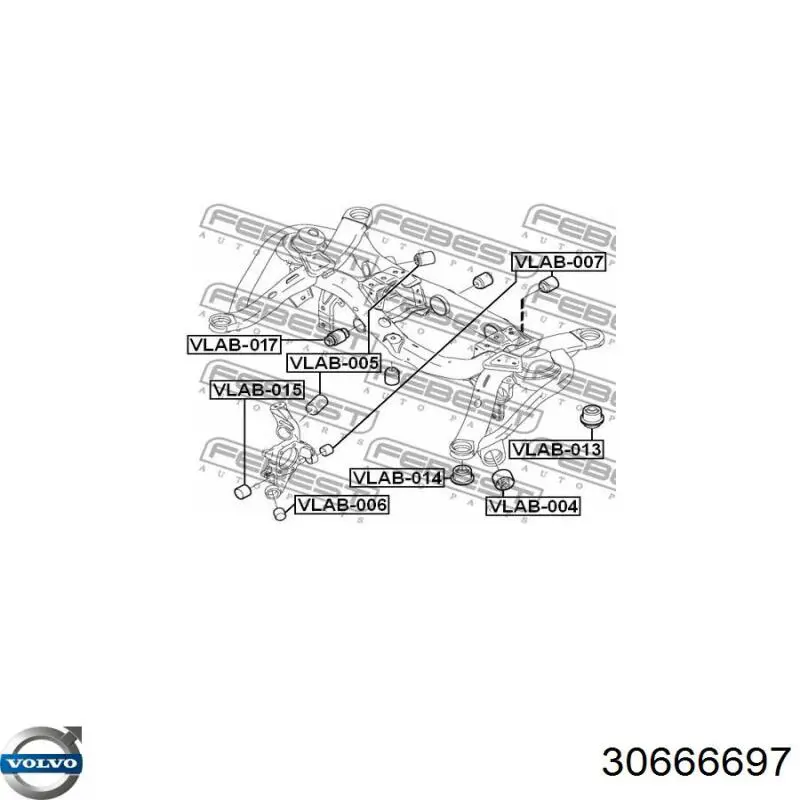 Silentblock tylnej belki Volvo 30666697 cena, od 19,13 USD