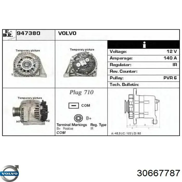 Alternator 30667787 Volvo