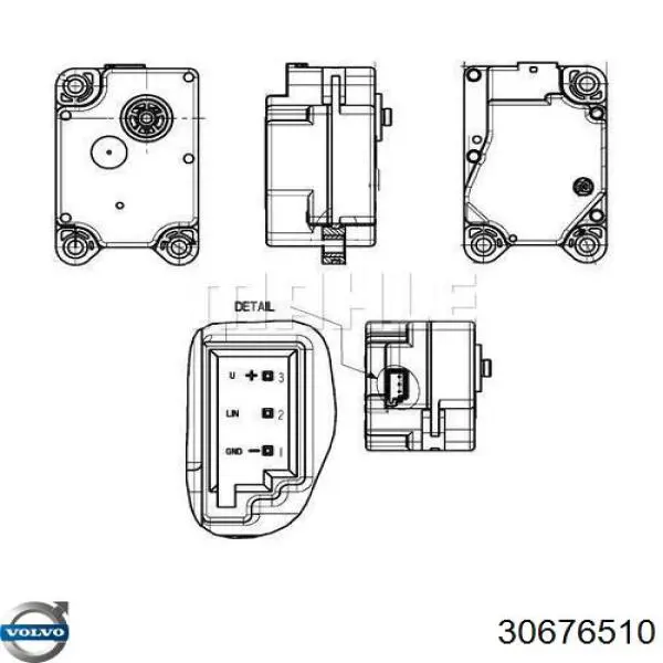 Do koszyka 30676510 Volvo Silniczek sterujący klapą recyrkulacji powietrza