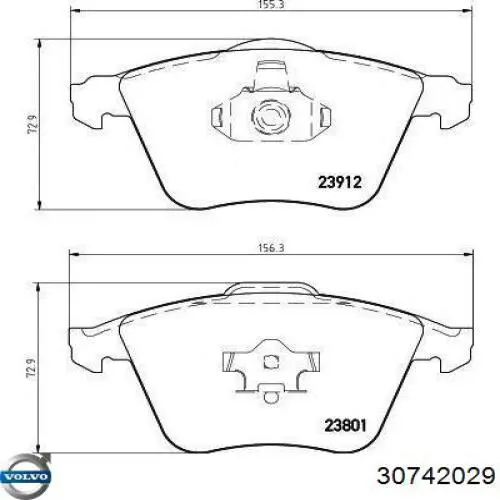 Klocki hamulcowe przednie tarczowe Volvo 30742029 cena, od 28,39 USD