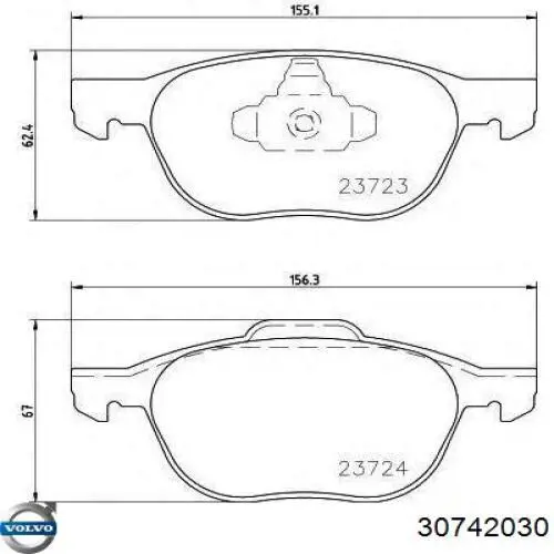 30742030 Volvo Klocki hamulcowe przednie tarczowe
