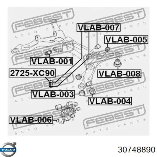 Silentblock czopu tylnego Volvo 30748890 cena, od 83,01 USD