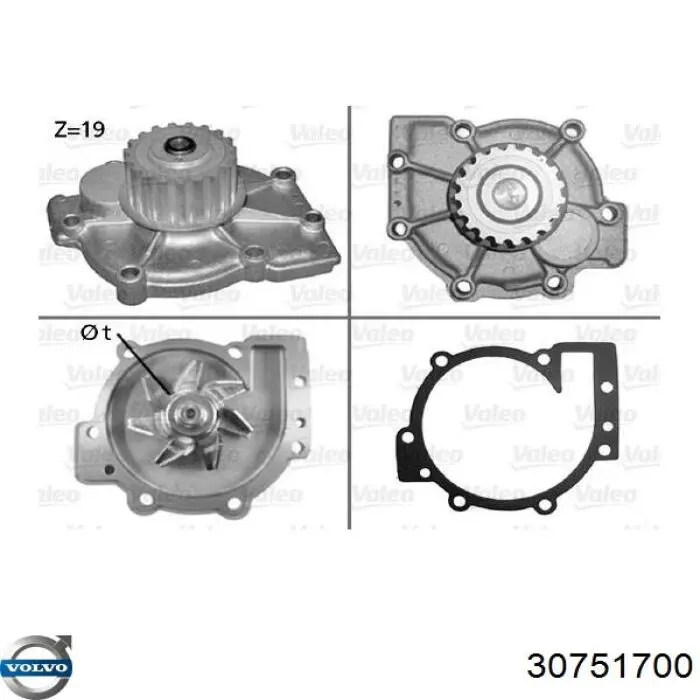 Pompa chłodząca wodna Volvo 30751700 cena, od 39,54 USD