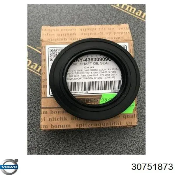 30751873 Volvo Uszczelniacz półosi lewej mostu przedniego
